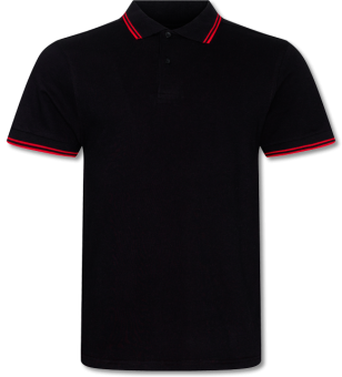Stretch Kontrast Poloshirt  black / red | 2XL