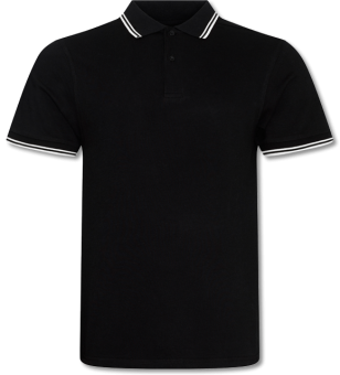 Stretch Kontrast Poloshirt  black / white | 2XL